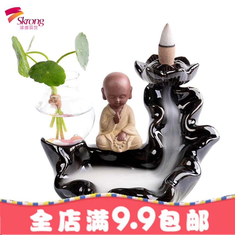 茶宠摆件精品创意陶瓷可养招财流香炉紫砂小和尚家居办公禅意茶玩