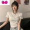 七斓设计感小众蝴蝶结钉珠短袖T恤女夏季小个子修身百搭短款外穿上衣