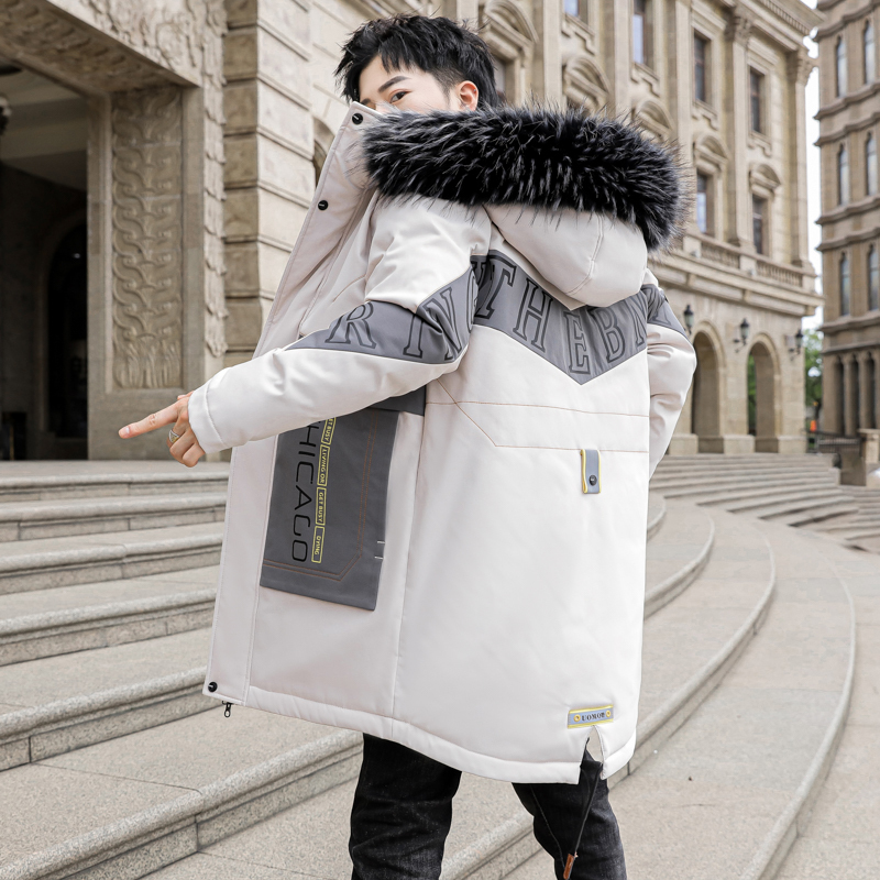 YUANSU棉衣14男孩13中长款帅气风衣15初中16高中学生17岁加厚百搭羽绒服风衣