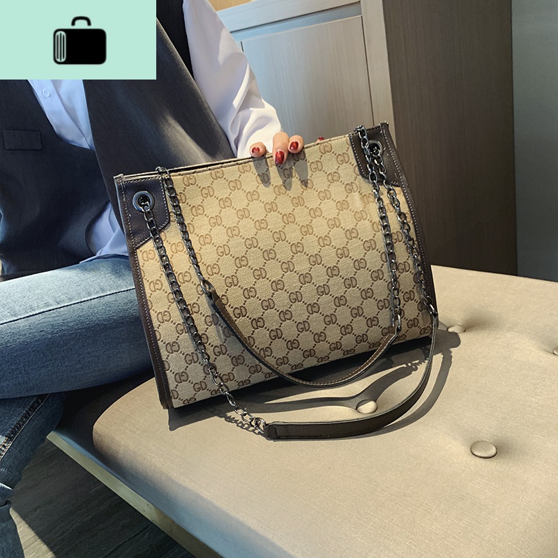 网红包包女复古链条大包包女2020新款百搭杀手包韩版单肩包斜挎包NEW LAKE 咖色 咖色