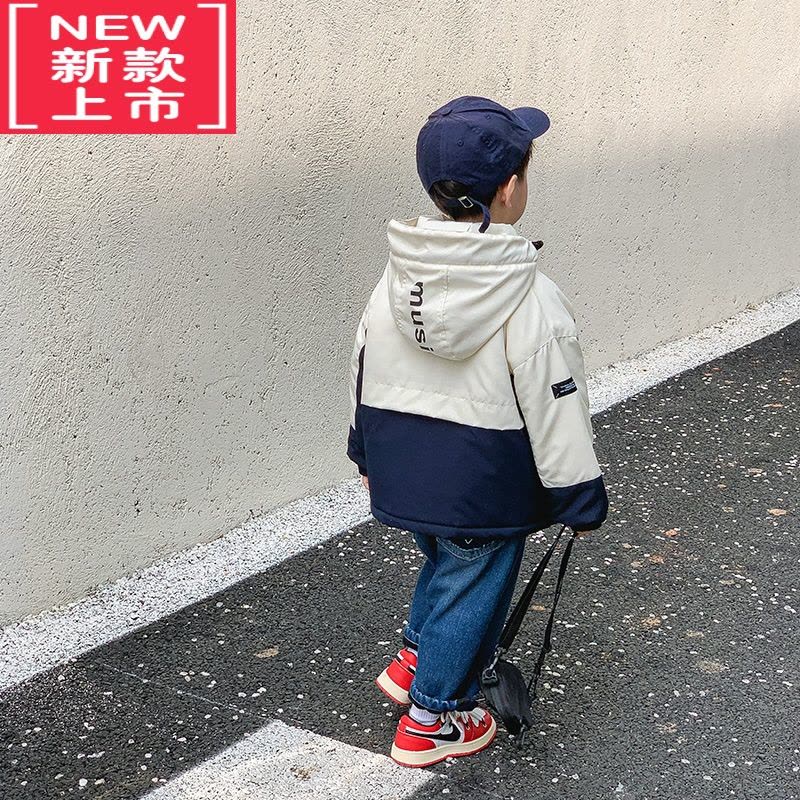 可莉允儿童棉服男童棉衣宝宝夹棉加绒加厚外套秋冬季新款男孩洋气冲锋衣图片