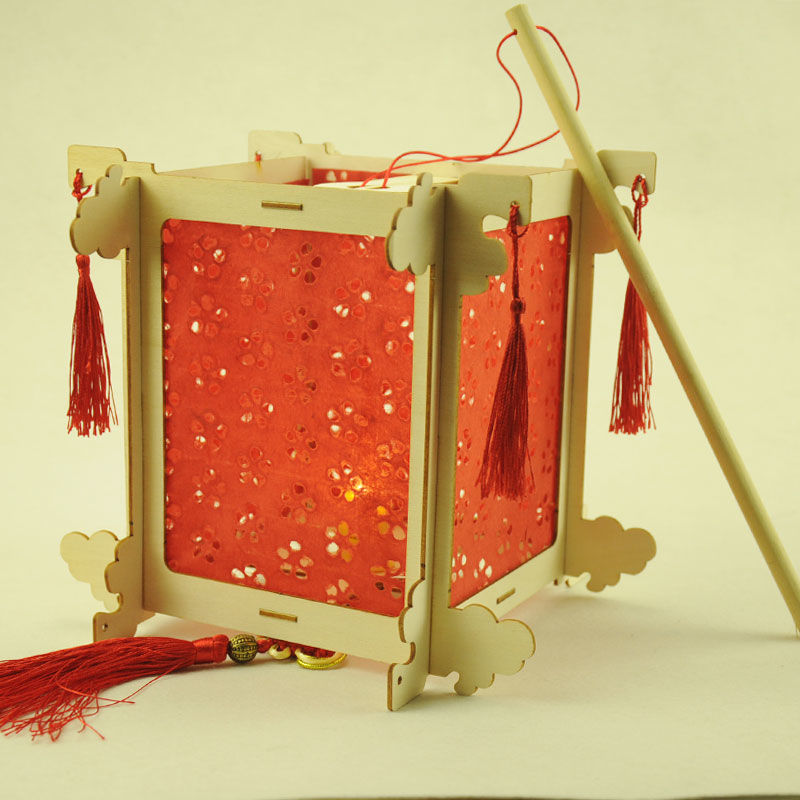 儿童中秋节传统仿古宫灯笼diy手工手提发光四角花灯幼儿园材料包