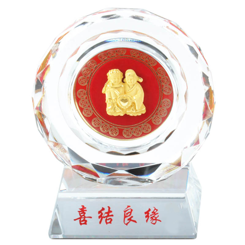 梦克拉 足金工艺水晶摆件 喜结良缘高清大图