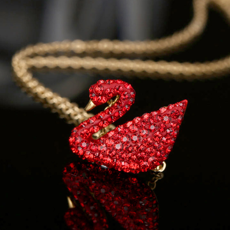 SWAROVSKI 施华洛世奇 经典红色大号天鹅人造仿水晶项链女锁骨链吊坠5465400 礼物女轻奢饰品