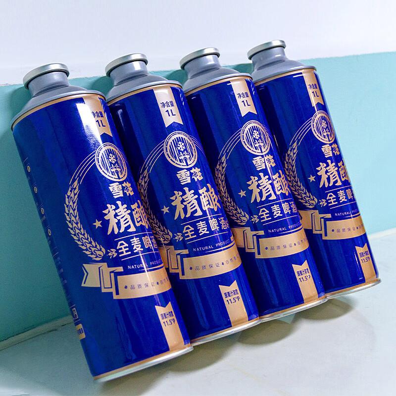 雪花啤酒(Snowbeer)精酿全麦11.5度1L*6罐 整箱装