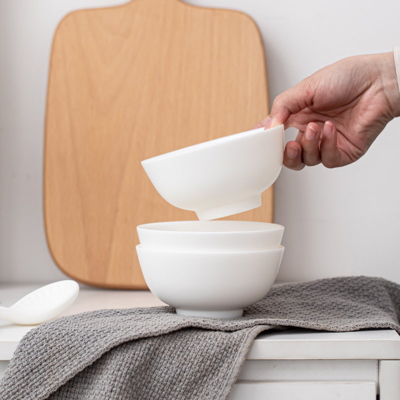 苏氏陶瓷(SUSHI CERAMICS)餐具套装中国白羊脂玉瓷高档餐碗16头餐具礼盒套装口径12.4cm高清大图