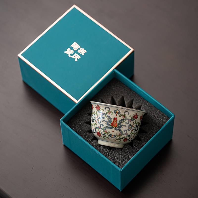 苏氏陶瓷(SUSHI CERAMICS)青花永乐鎏银茶杯主人杯个人杯品茗杯功夫茶杯