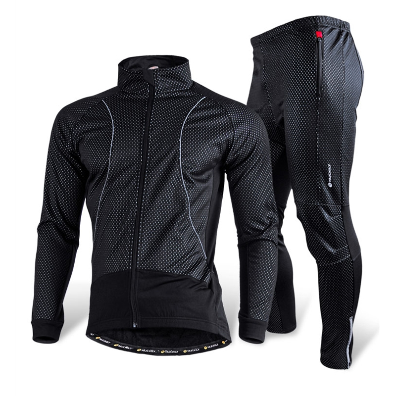 山地自行车防风秋冬季骑行服男款抓绒套装闪电客加厚反光骑行裤公路