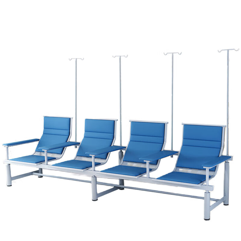 晋舰 输液椅医院诊所点滴吊针排椅大厅加固加厚候诊椅 四人皮扶手蓝色