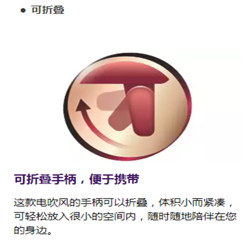 飞利浦电吹风机HP4989/00家用世界通用电压负离子手柄可折叠吹风筒