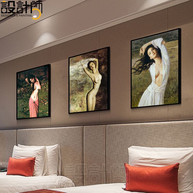 酒店宾馆人体艺术美女装饰画卧室床头挂画仿油画浴室壁画