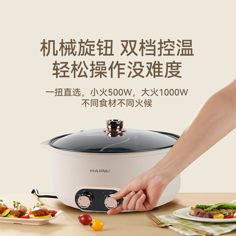 海牌(HAIPAI)鸳鸯电火锅HP-Y07B象牙白7L高清大图