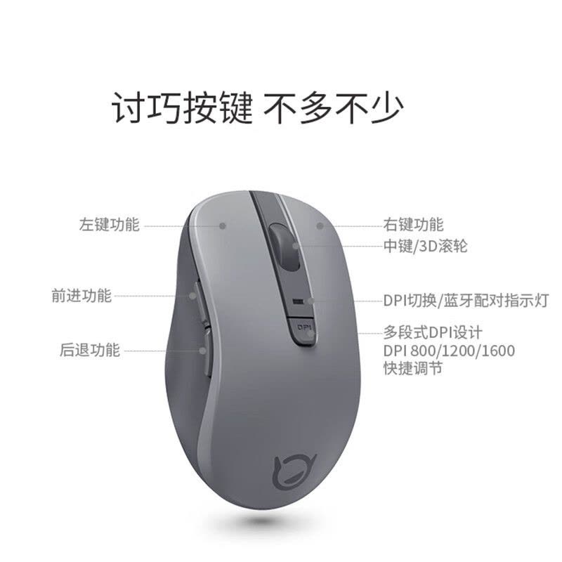 联想(Lenovo) 无线蓝牙双模鼠标 蓝牙5.0/3.0 便携办公 人体工程学 轻音 小新M1双模灰色图片