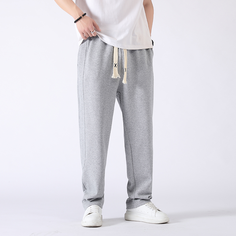 蒙洛里克休闲裤男士潮牌春季新款2023时尚宽松直筒针织卫裤阔腿运动裤35021