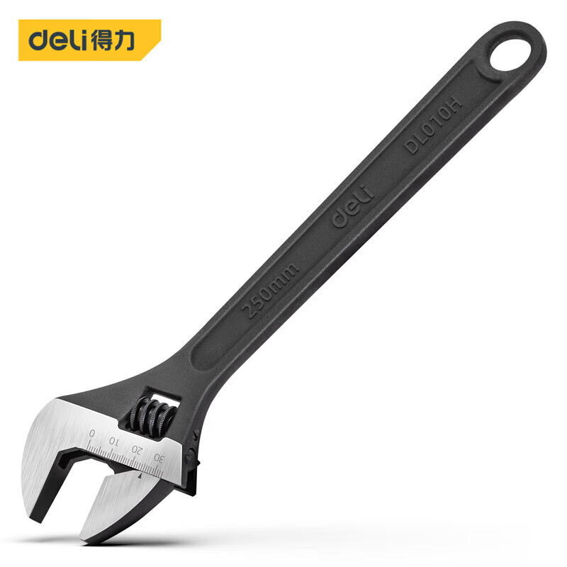 得力(deli)活动扳手 工业级活扳手多功能活络板手 10英寸 DL010H 黑 1个