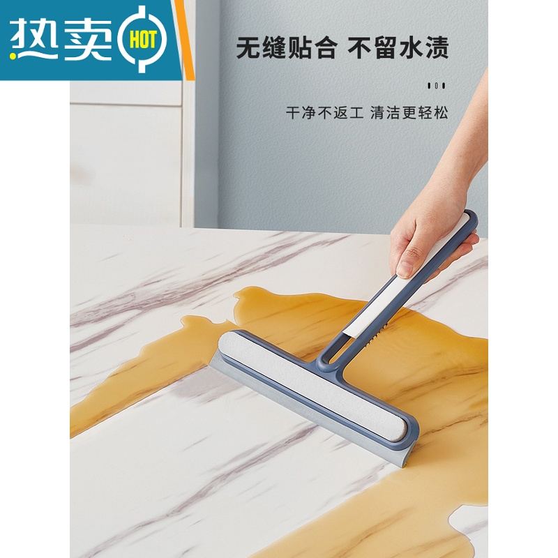 敬平玻璃刮水器保洁专用器刮板刮子刮窗器浴室缝隙刷擦玻璃器家用 蓝色一个+双效百洁布大号4条高清大图