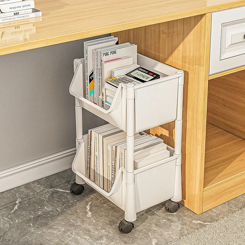 家时光 置物架书架可移动收纳家用小推车带轮落地简易书柜儿童玩具收纳架高清大图