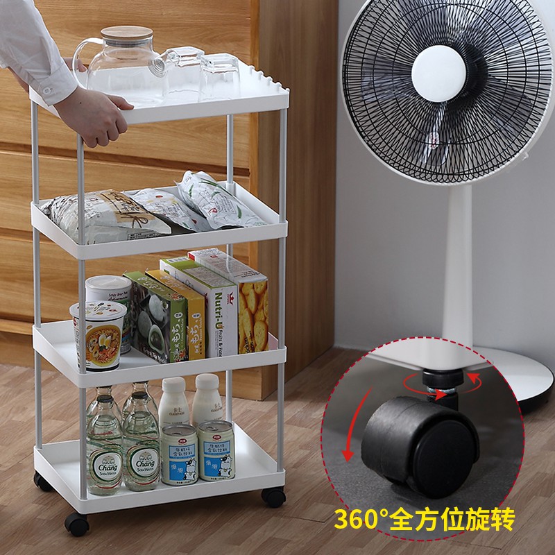 小推车可移动置物架带轮落地多层收纳架厨房浴室客厅夹缝储物架收纳层架 三维工匠高清大图