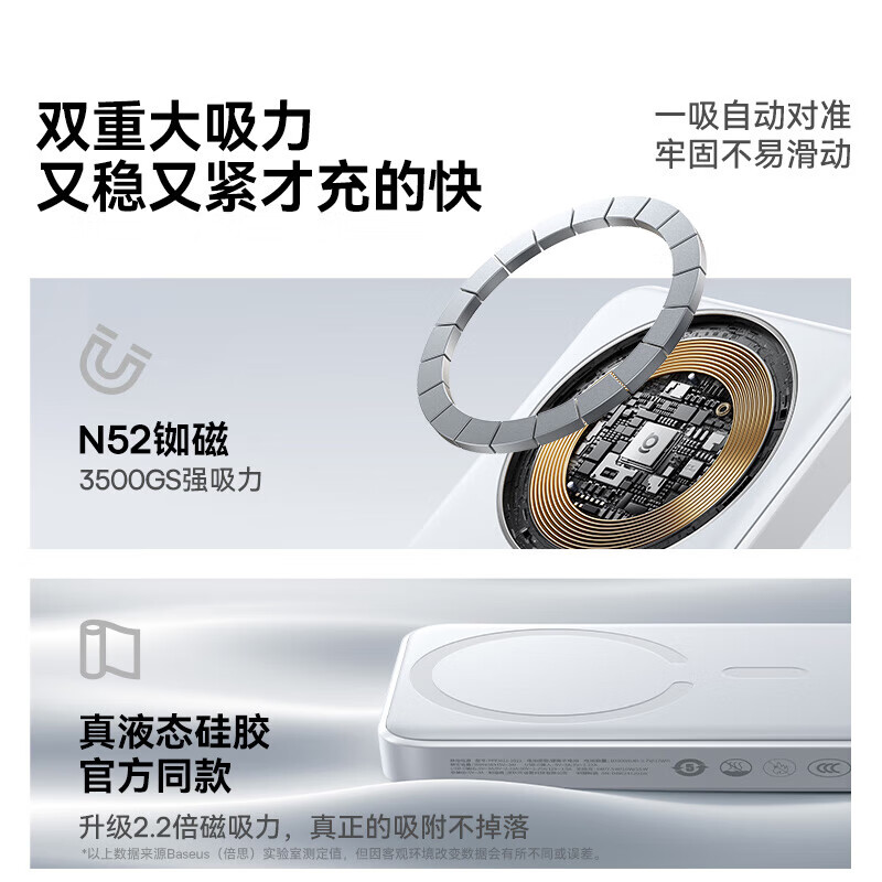 倍思[3C认证]磁吸无线充电宝 22.5W快充移动电源 10000mAh 可上飞机 EnerFill FM11 星原钛高清大图