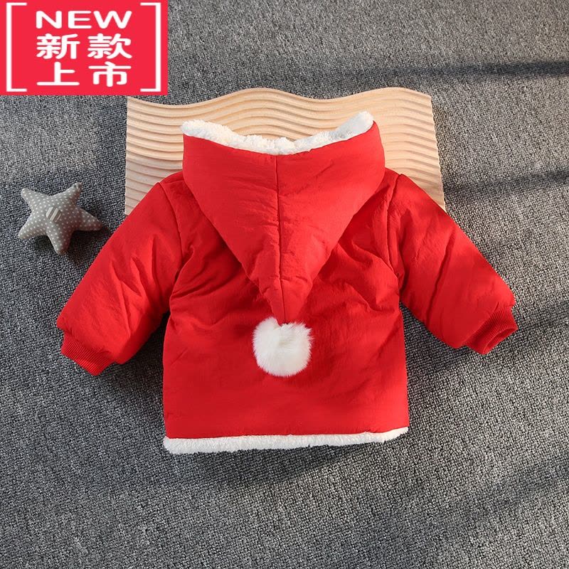 可莉允冬季男女宝宝加绒外套过年服洋气新年红色外出服婴儿保暖棉衣棉服图片