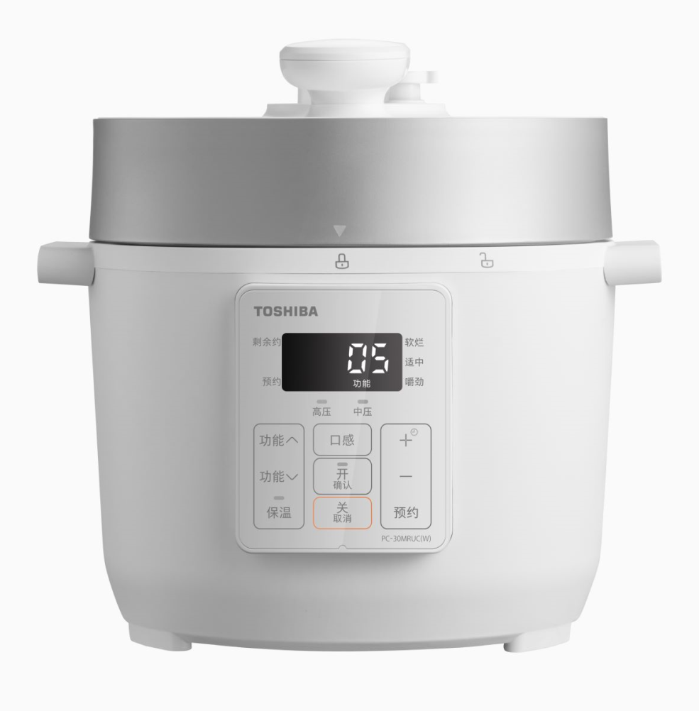 东芝(TOSHIBA)智能安全电压力锅3L高压锅家用多功能压力煲无水料理双压萃鲜电压力锅 PC-30MRUC(W)