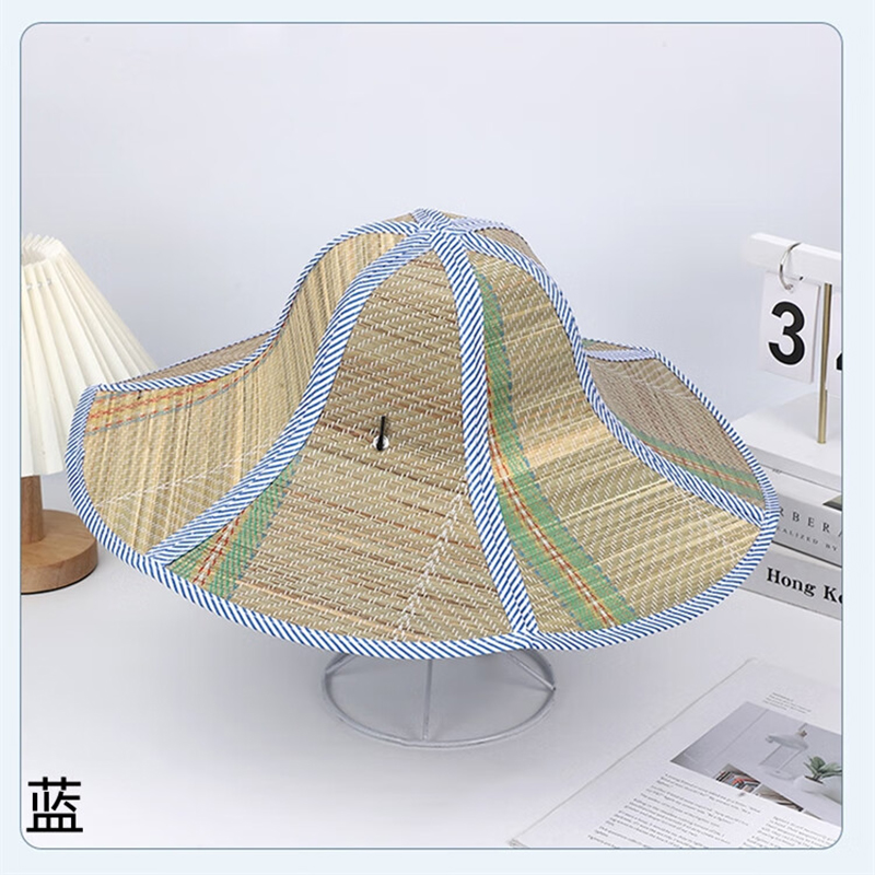 铁迅折叠草帽大沿遮阳草帽CM2 顶 蓝色 均码