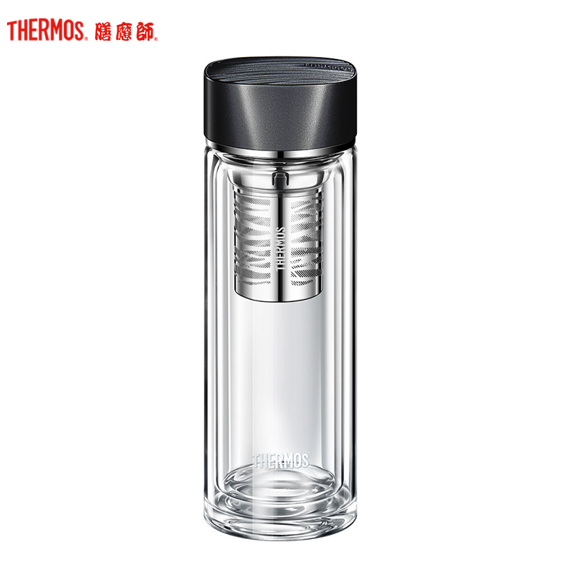 膳魔师(Thermos)玻璃杯TCGB-400 S双层玻璃带茶隔400ml 通用