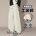 冲锋工装裤男秋冬季直筒宽松运动阔腿裤子美式复古潮流大码休闲裤 5XL 杏色K151
