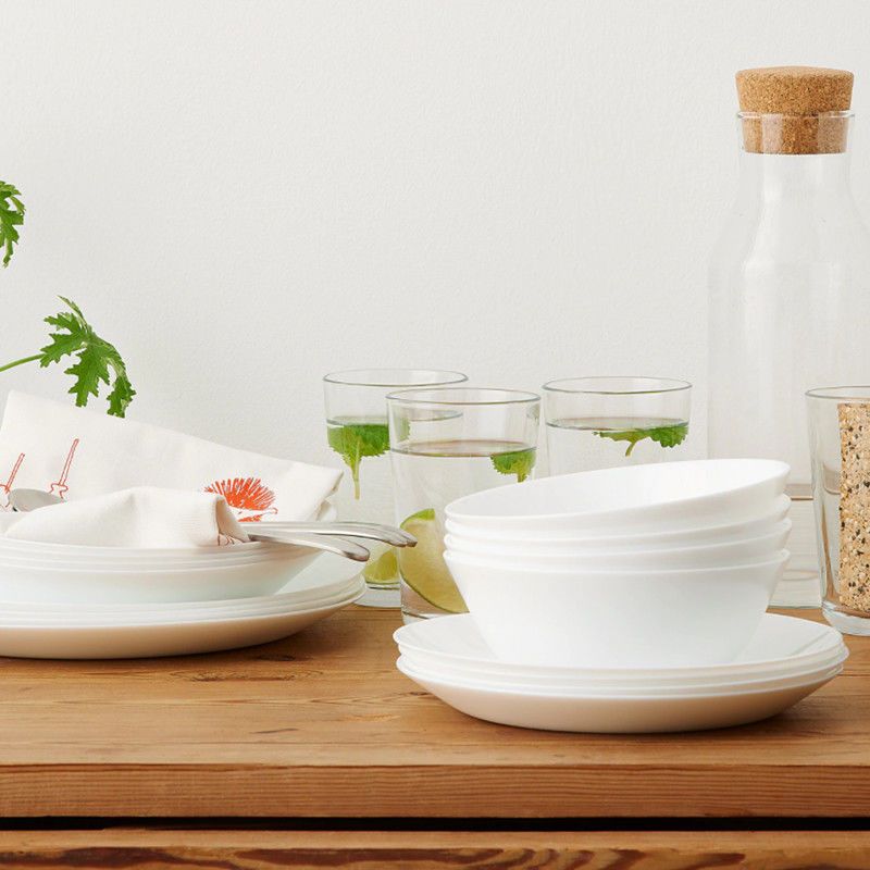 宜家奥夫塔碗系列钢化玻璃北欧风碗碟盘饭碗白色小清新饭碗70429946