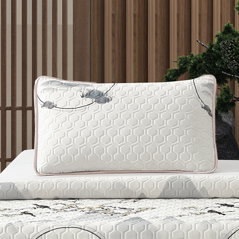 梦洁家纺 乳胶片绗绣对枕:喜上梅梢高清大图