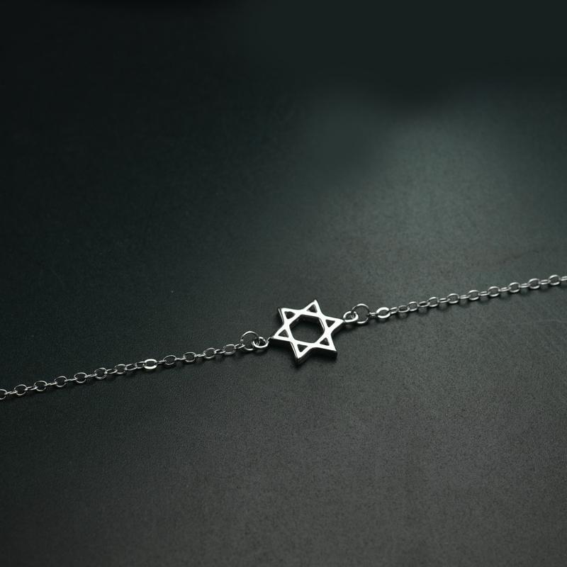 银脚链女款简约六芒星脚链 韩国版时尚饰品 夏季配饰足链 生日礼物送女朋友七夕情人节礼物
