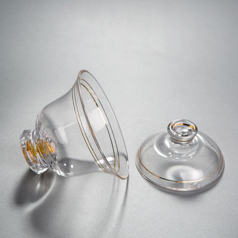 谜家 盖碗茶杯玻璃大号三才碗敬茶杯功夫茶碗 铂榭盖碗 铂榭盖碗单只