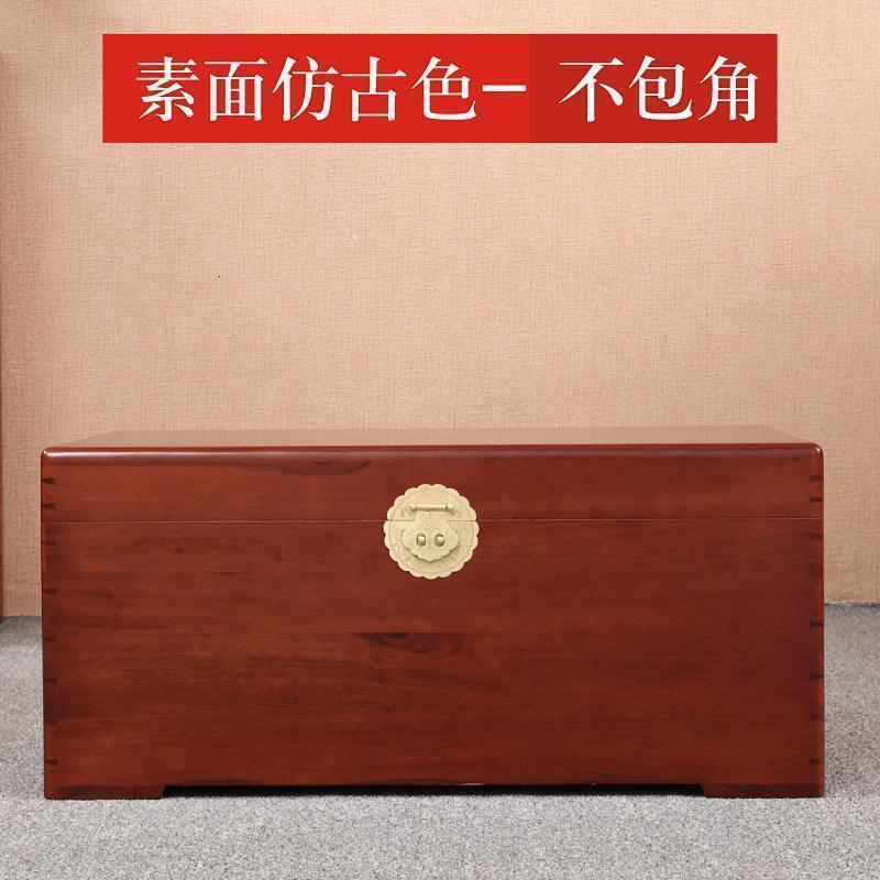森美人全香樟木箱子结婚衣箱实木字书画收纳婚嫁陪嫁箱收藏箱长方形 仿古红大号不包角（100*50*46）