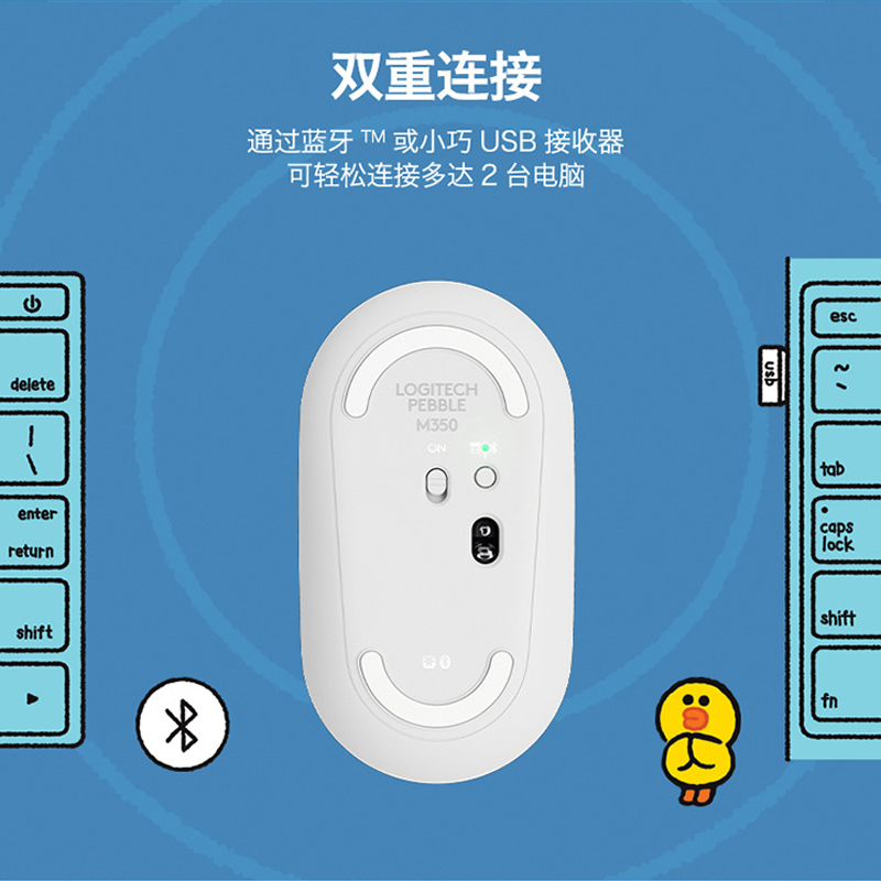 罗技(Logitech) Pebble无线蓝牙鼠标LINE FRIENDS联名款-可妮兔