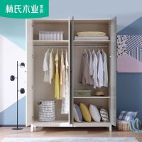 林氏木业北欧简约实木脚四门衣服柜家用卧室板式大衣橱储物柜DW1D