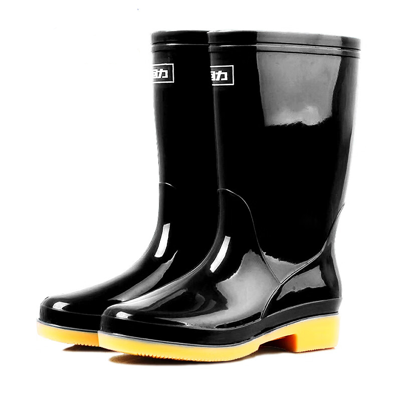 3M 雨鞋女时尚户外下雨天防水雨靴水鞋耐磨胶鞋6813黑色中筒 37码