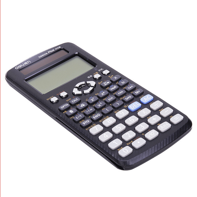 Deli 得力D991CN中文版双电源函数计算器 保护盖 中文运算 498种计算 适用于小/初/高/大学教程 黑色