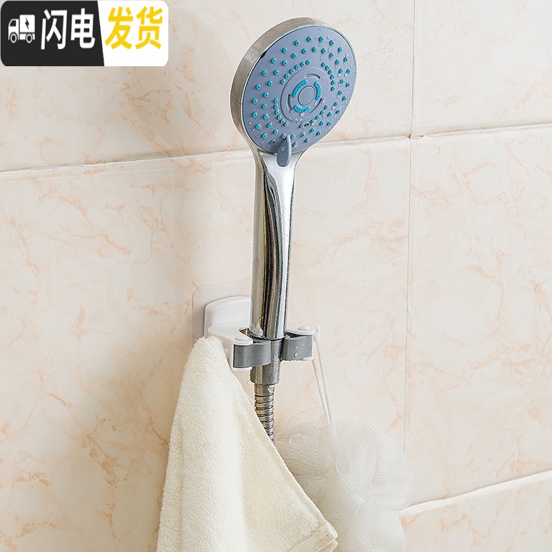 三维工匠拖把架扫把架挂免打孔壁挂卫生间家用拖把夹卡座强力无痕挂钩粘钩 滚轮版透明粉色高清大图