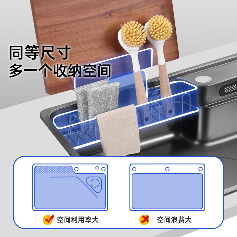 欧琳飞雨瀑布大单槽厨房水槽洗菜盆一体盆侧落水孔纳米洗菜盆欧琳水槽9151H高清大图