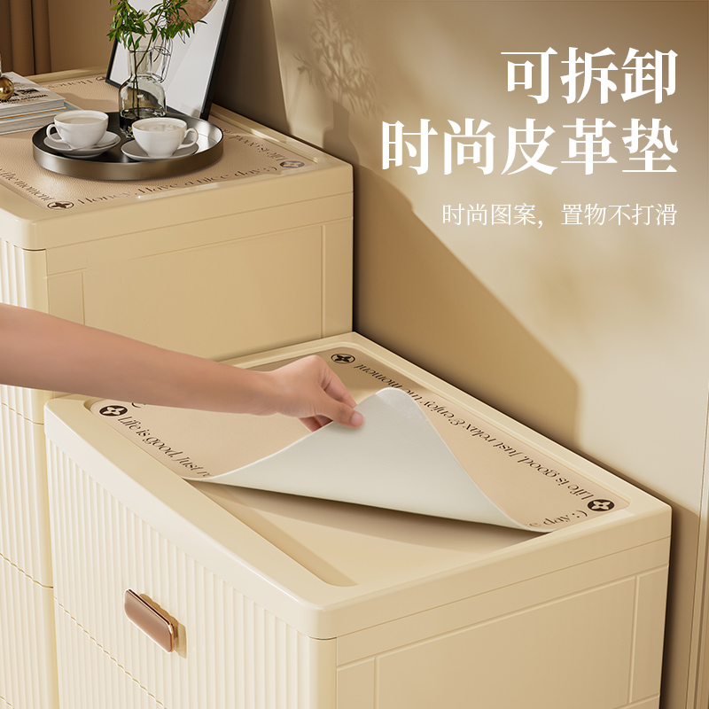 JEKO&JEKO 抽屉式收纳柜整理置物架客厅卧室衣服盒奶油风多层储物箱高清大图