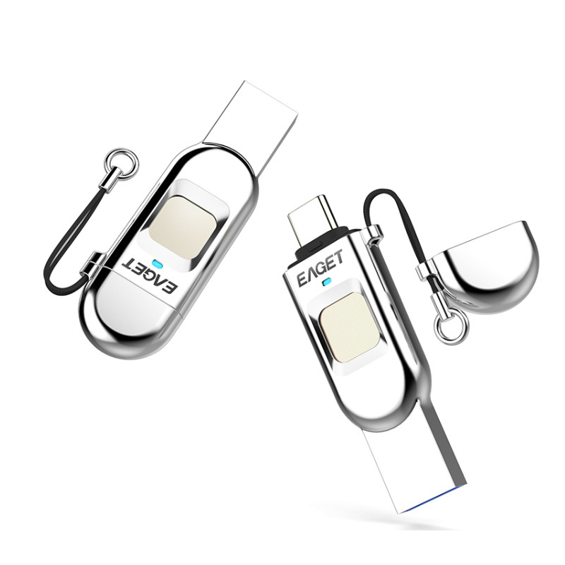 忆捷(EAGET)32GB Type-C USB3.1 HF-C01指纹加密手机U盘 双接口手机电脑多用 商务娱乐优盘高清大图