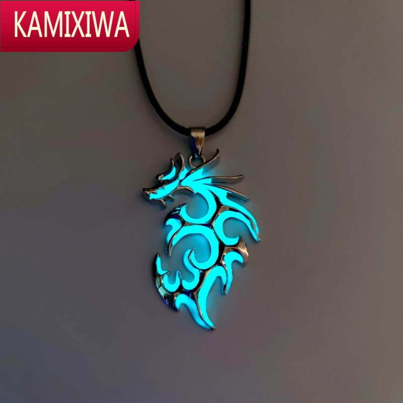 KAMIXIWA霸气夜光火焰龙项链男炫酷发光龙2020新款时尚潮男饰品