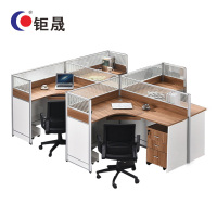 钜晟简约现代板式办公桌2.8米四人位干型屏风职员桌电脑桌JS-F2804