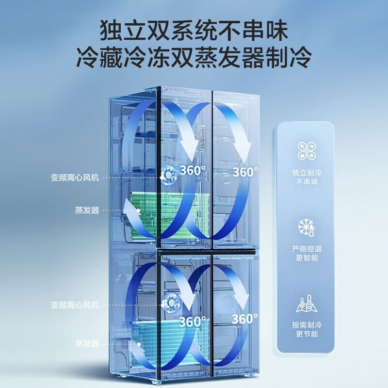 [5.1大促]容声(Ronshen)BCD-450WD16FPA 450升四开门冰箱十字对开门双开门冰箱大容量母婴超薄
