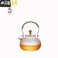 三维工匠耐高温玻璃锤纹煮茶壶电陶炉煮茶器烧水铜把提梁壶泡茶壶茶具套装 祥云短嘴壶