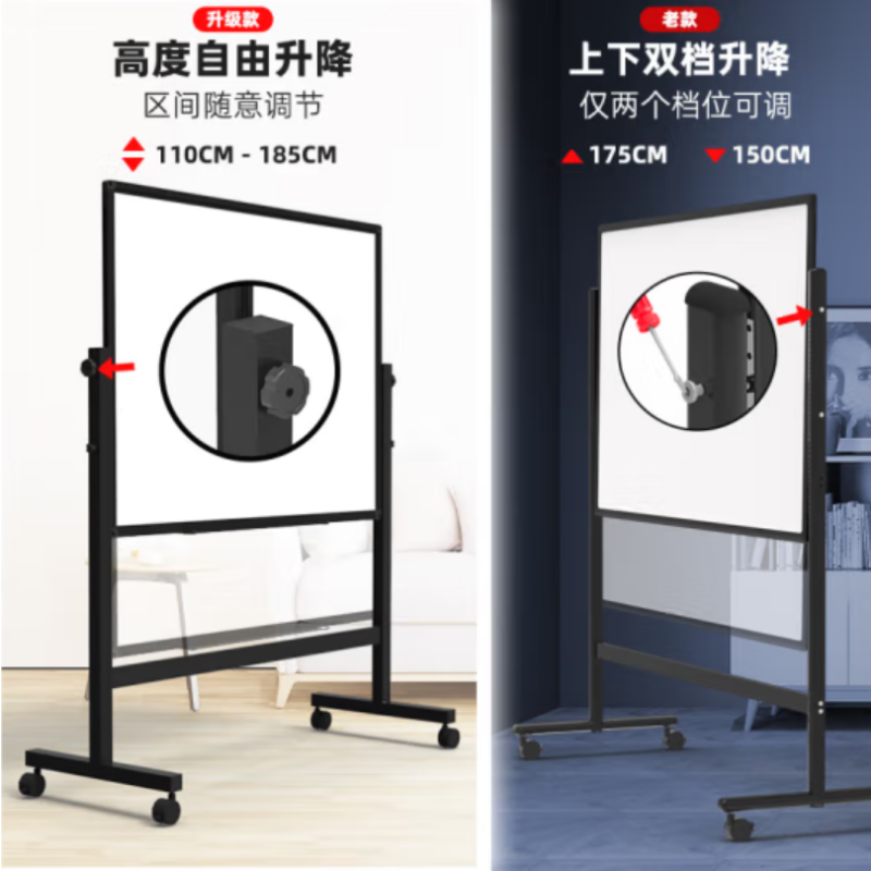 BBNEW 90*120cm 双面磁性白板支架 可移动升降翻转 NEWV90120