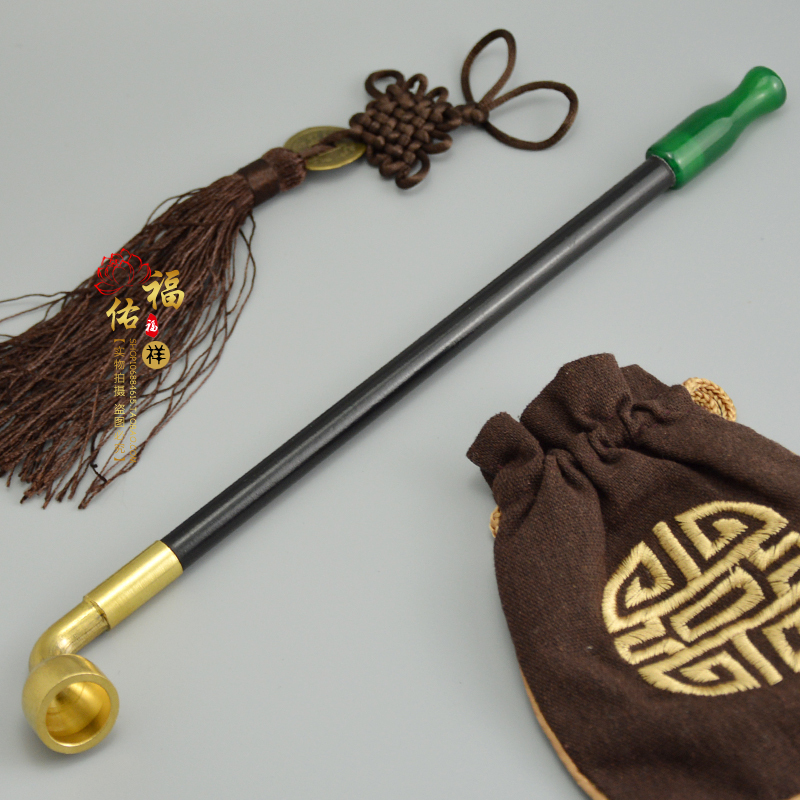 老式手工烟袋锅子旱烟袋实木烟袋杆男士老人纯铜传统烟斗视频