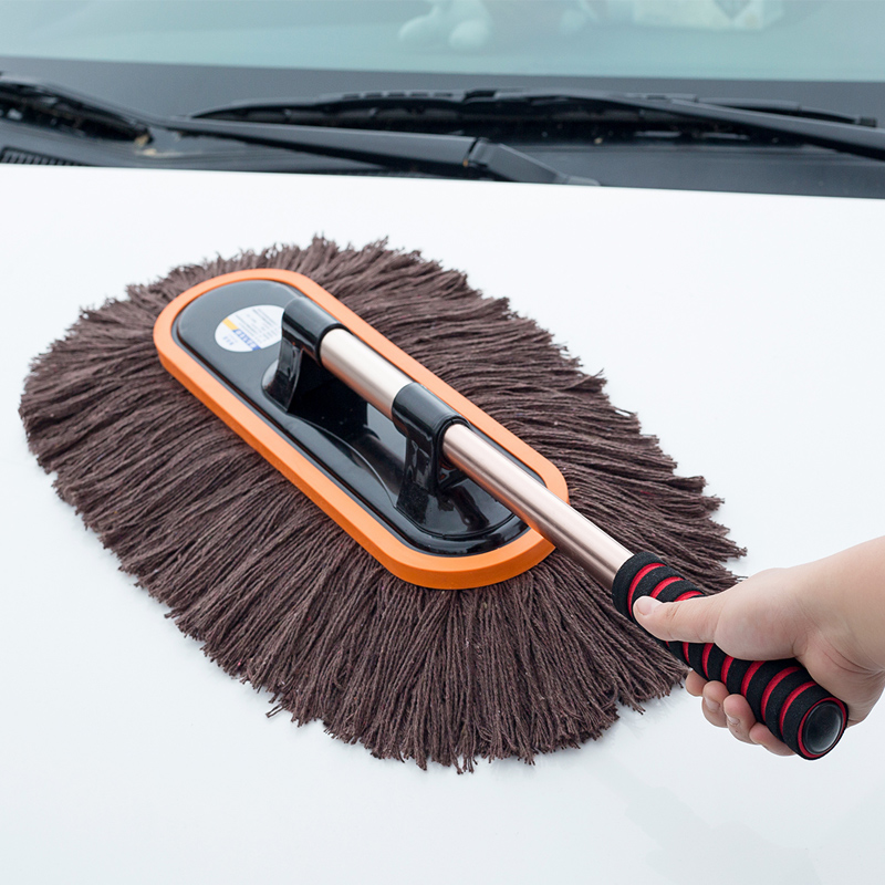 亦叶 擦车掸子除尘扫灰神器蜡刷子汽车用清洁清洗用品工具洗车拖把 棕线掸子