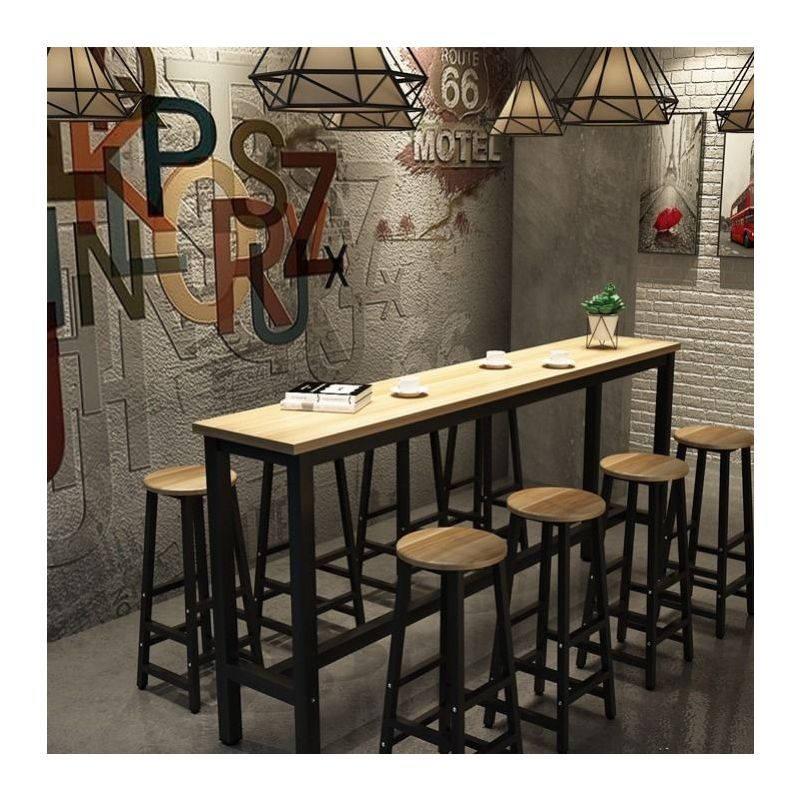 家用吧台桌客厅隔断餐桌靠墙奶茶店酒吧桌椅高脚长条桌厨房置物架|黑架+白枫 120*40*100(送脚踩杆)