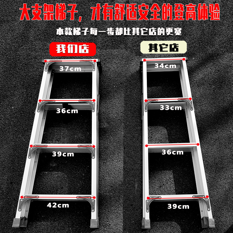加厚铝合金梯子人字梯家用纳丽雅折叠2米工程步梯爬梯室内登高便携楼梯 1.5米( 加固款)